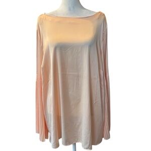 NWT The Limited Womens size 1X Peach Pleated Bell‎ Sleeve Blouse